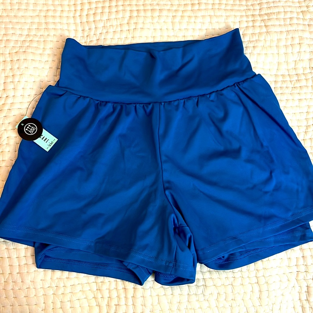 LuLaRoe Unbeatable Royal Blue Rise Workout Shorts